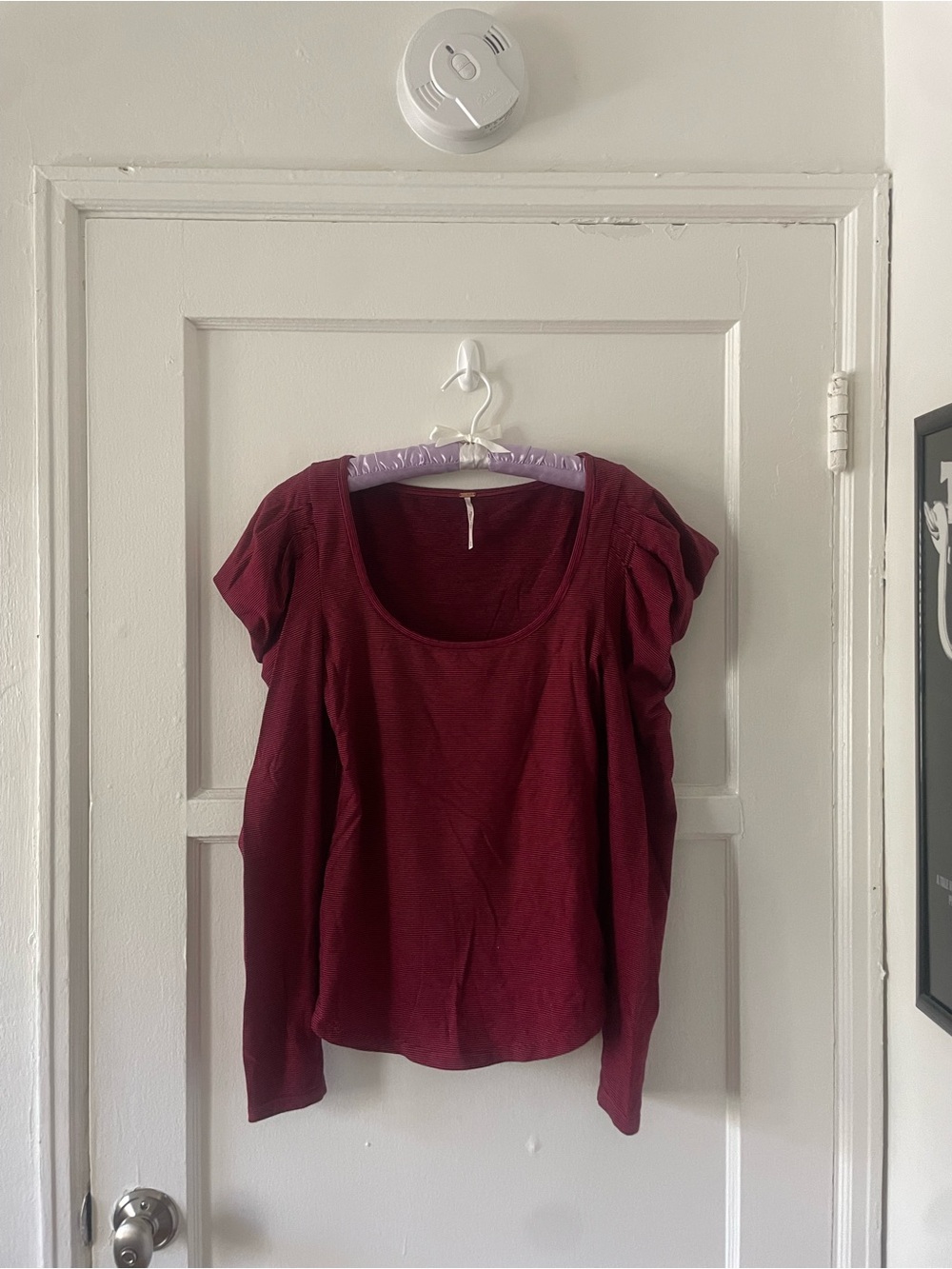 Free People Red Striped Long Sleeved Top